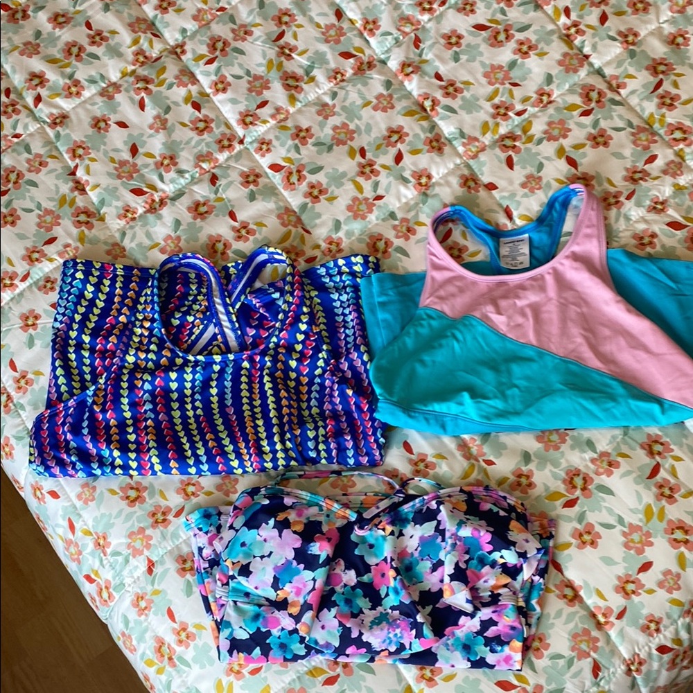 Lands End Kids Tankini Top Swimwear Set